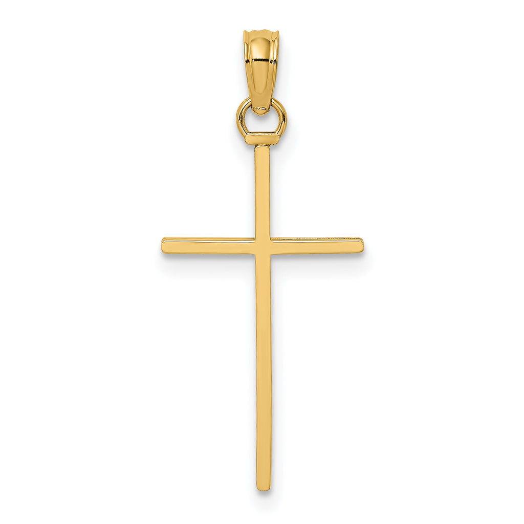 14K 3-D and Polished Stick Cross Charm