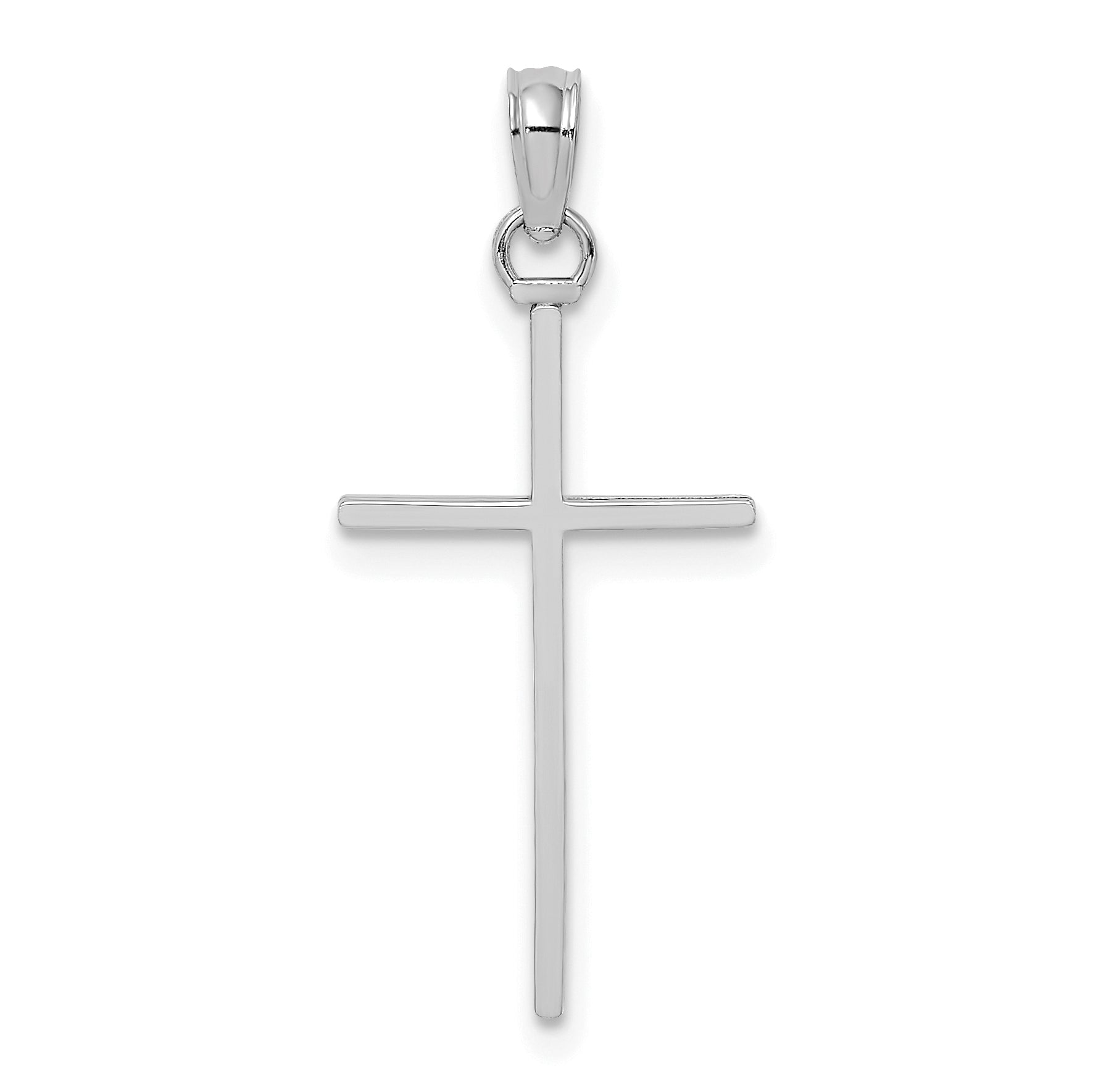 14K White Gold 3-D and Polished Stick Cross Charm Main image