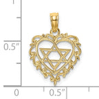 14K Textured Star Of David In Heart Charm