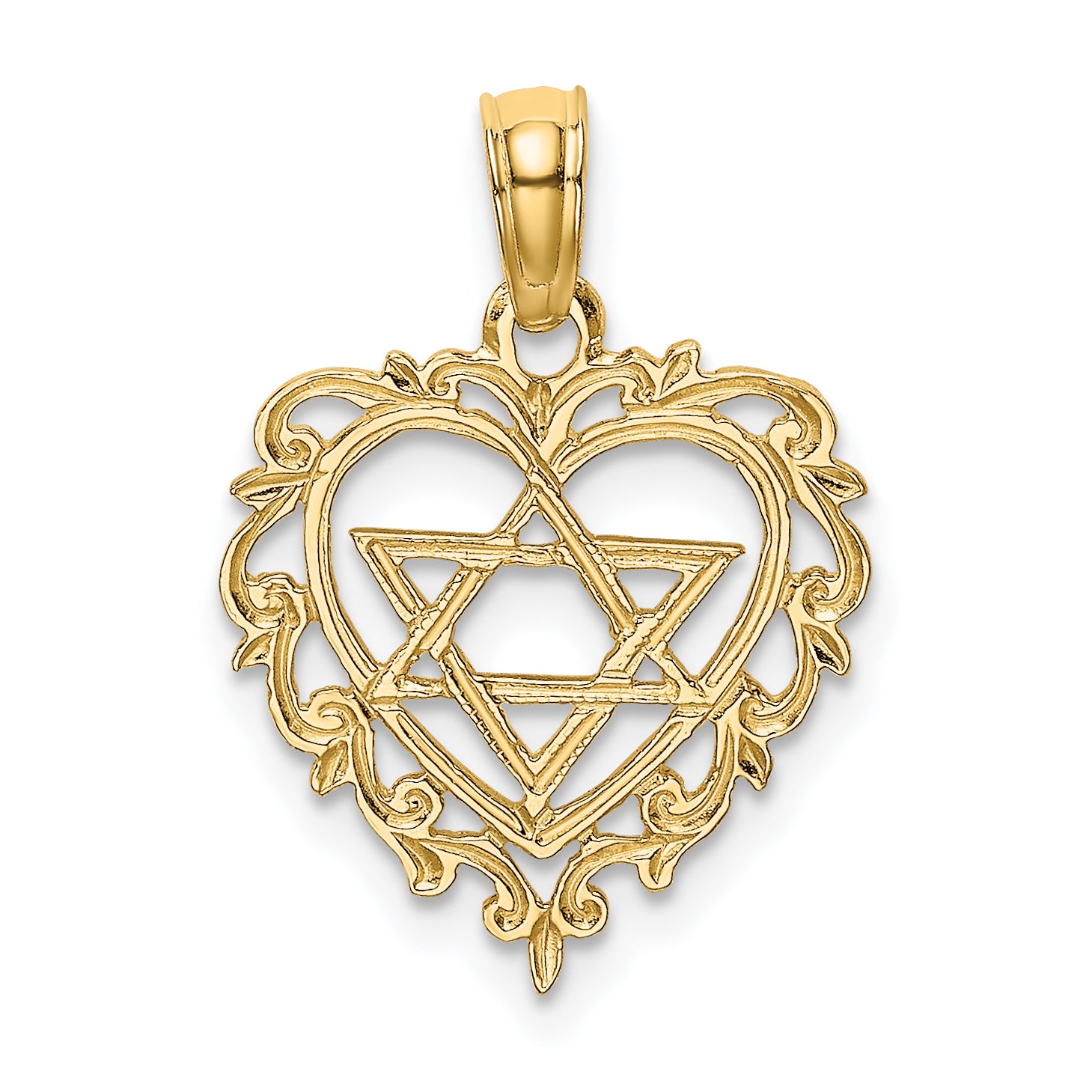 14K Textured Star Of David In Heart Charm Main image
