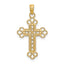 14K Textured and Cut-Out W/ Rope Frame Block Cross Charm