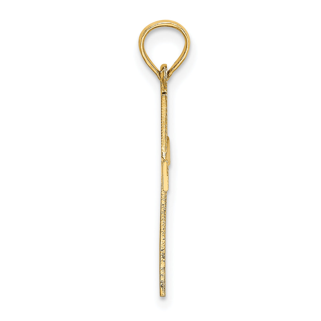 14K Engraved Cross W/Flared Tips Charm