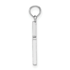 14K White Gold D/C and Polished Cross Charm