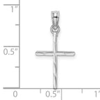14K White Gold D/C and Polished Cross Charm