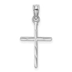 14K White Gold D/C and Polished Cross Charm