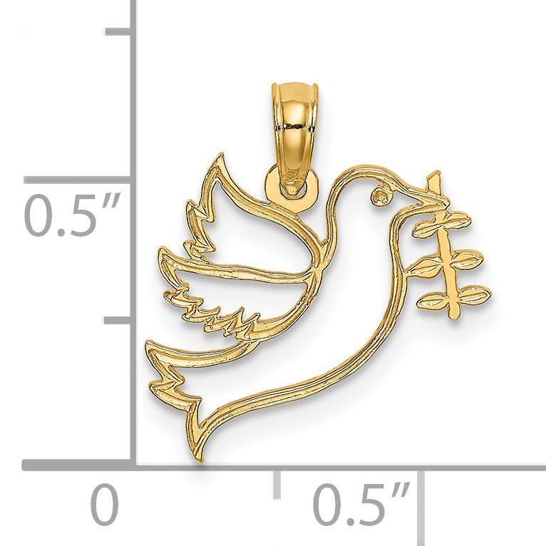14K Cut-Out Dove with Olive Branch Charm