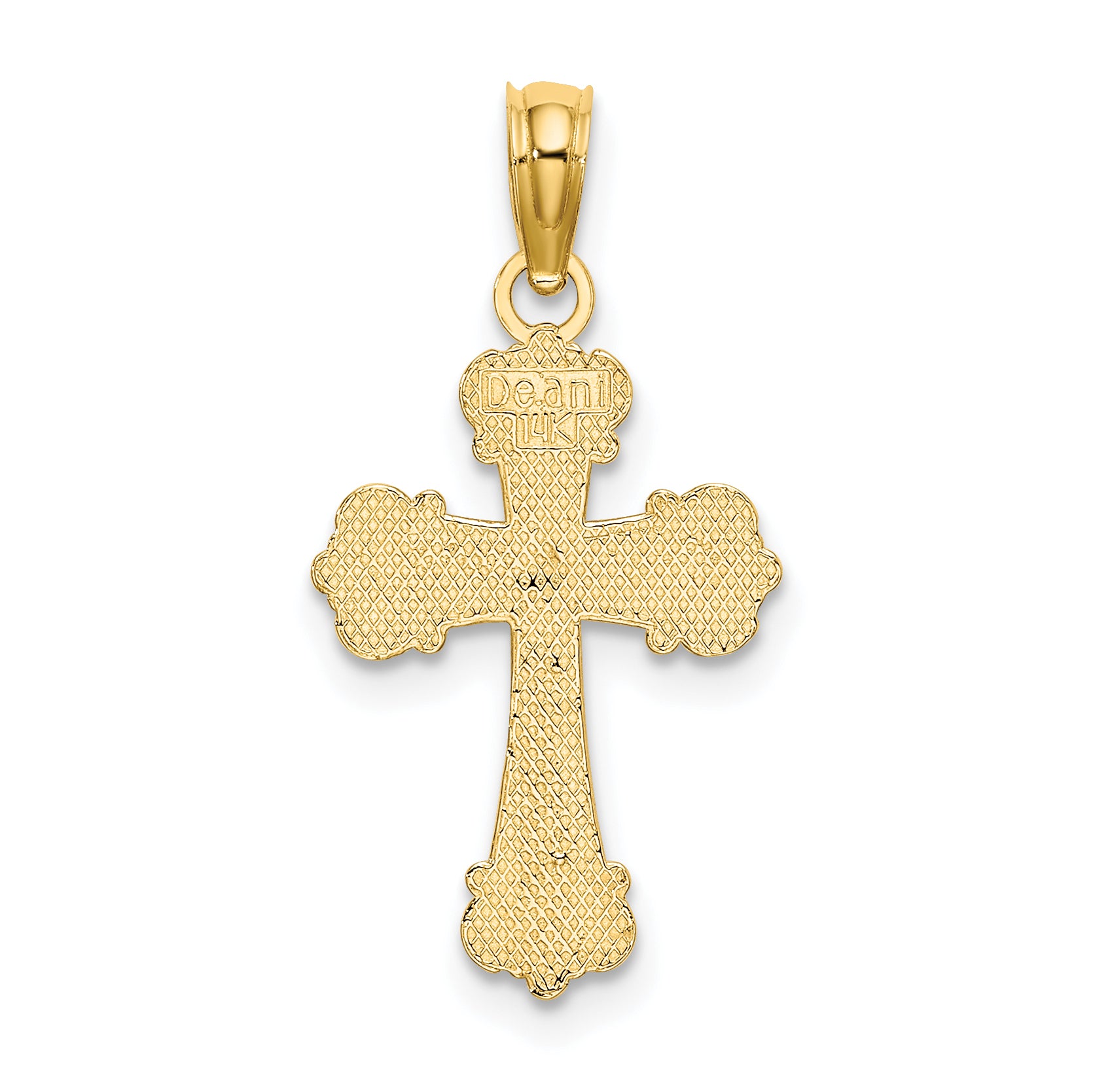 14K Cross W/ Scroll Tips and Button Center Charm
