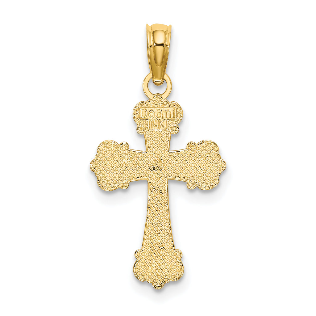 14K Cross W/ Scroll Tips and Button Center Charm