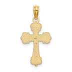 14K Cross W/ Scroll Tips and Button Center Charm