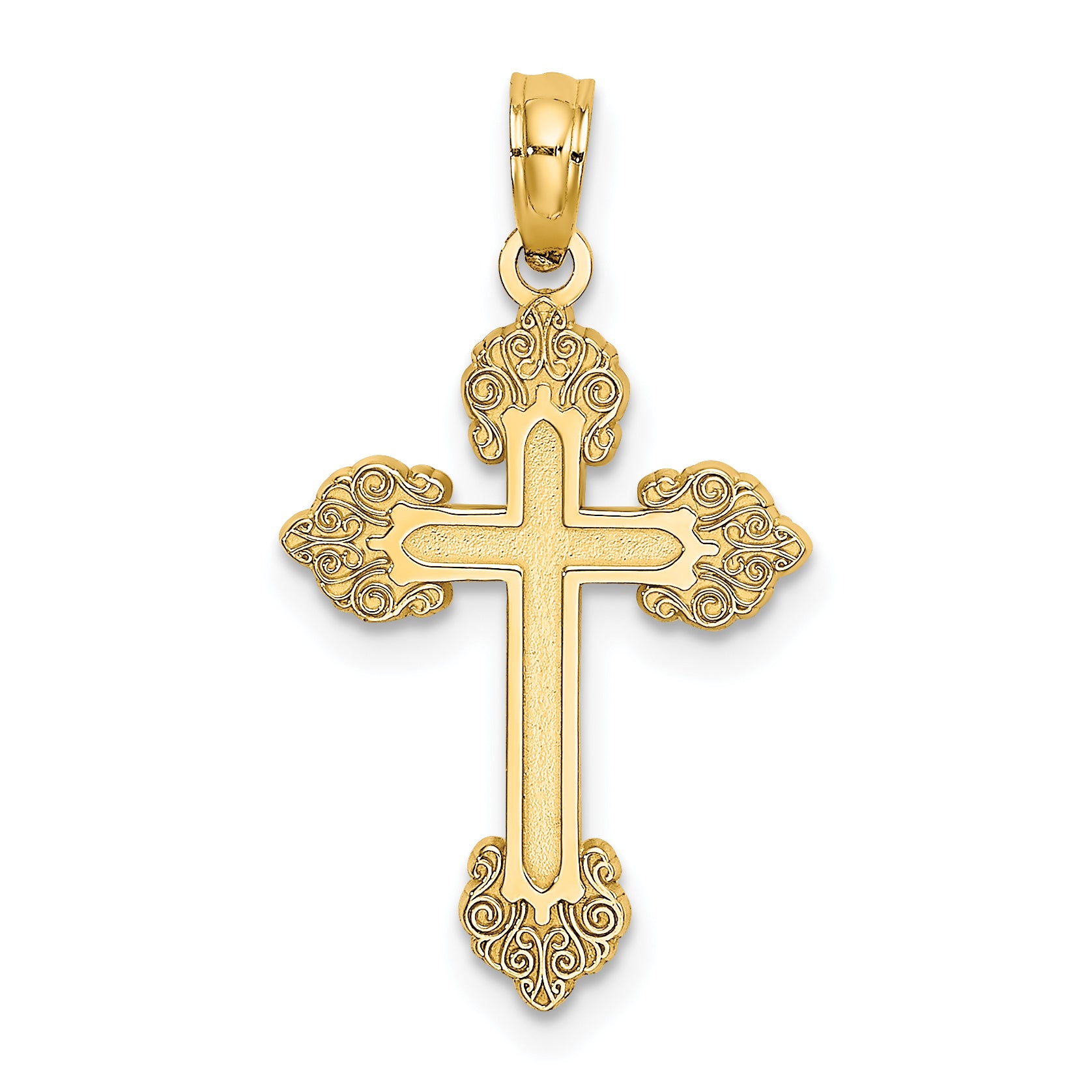 14K Polished and Textured Fancy Cross Charm Main image
