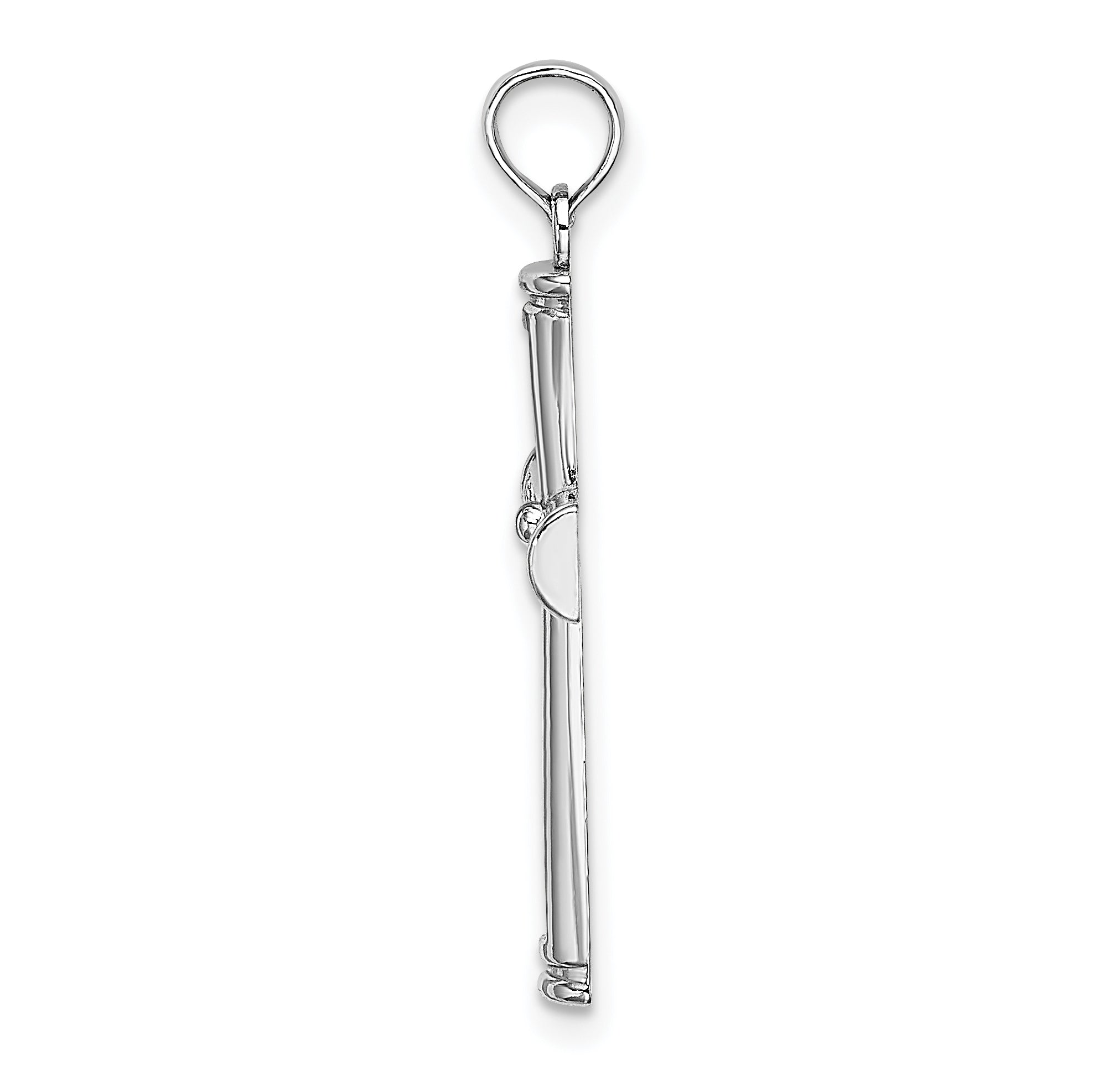 14K White Gold Polished and Cut-Out Cross