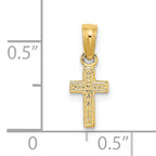 14K Polished and Engraved Mini Cross Charm