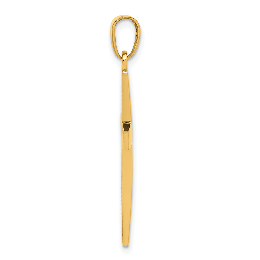 14K Polished Beveled Cross Charm