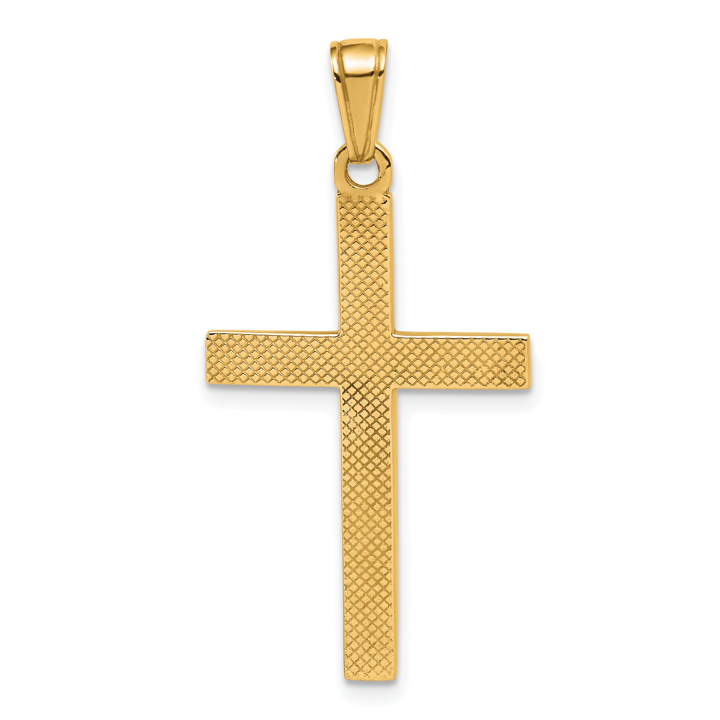 14K Polished Beveled Cross Charm