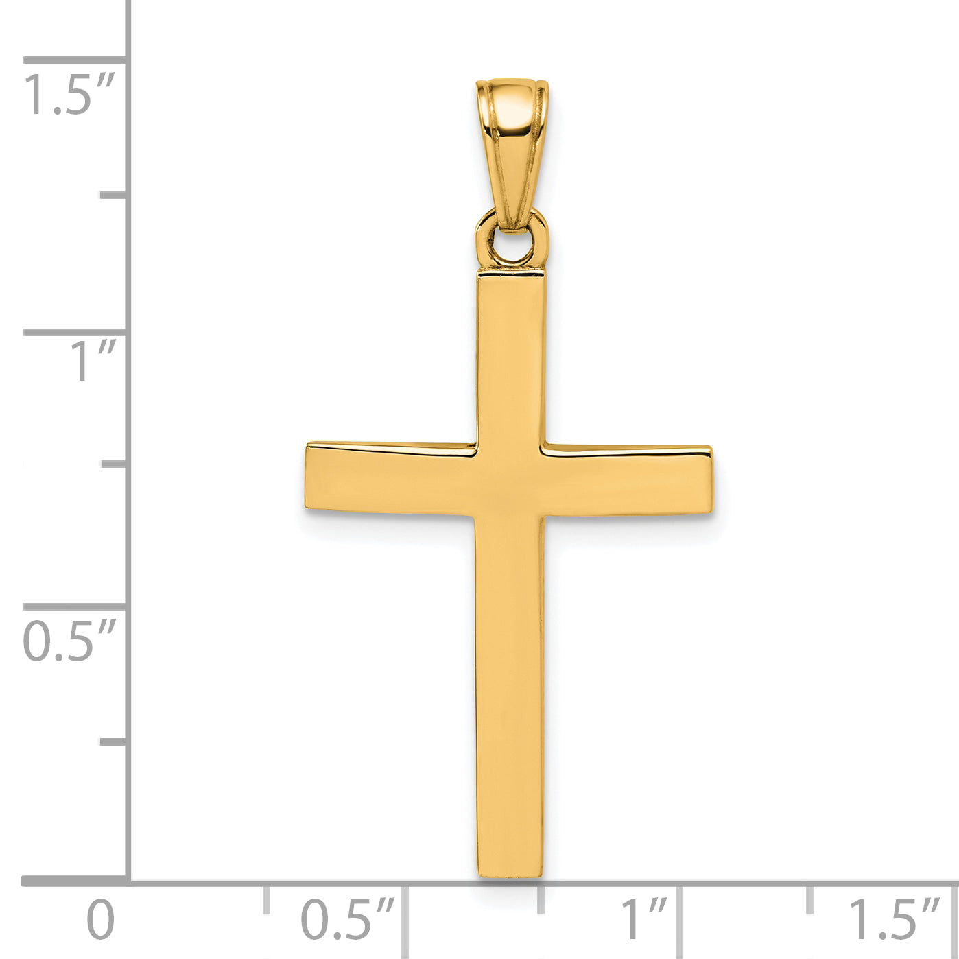 14K Polished Beveled Cross Charm