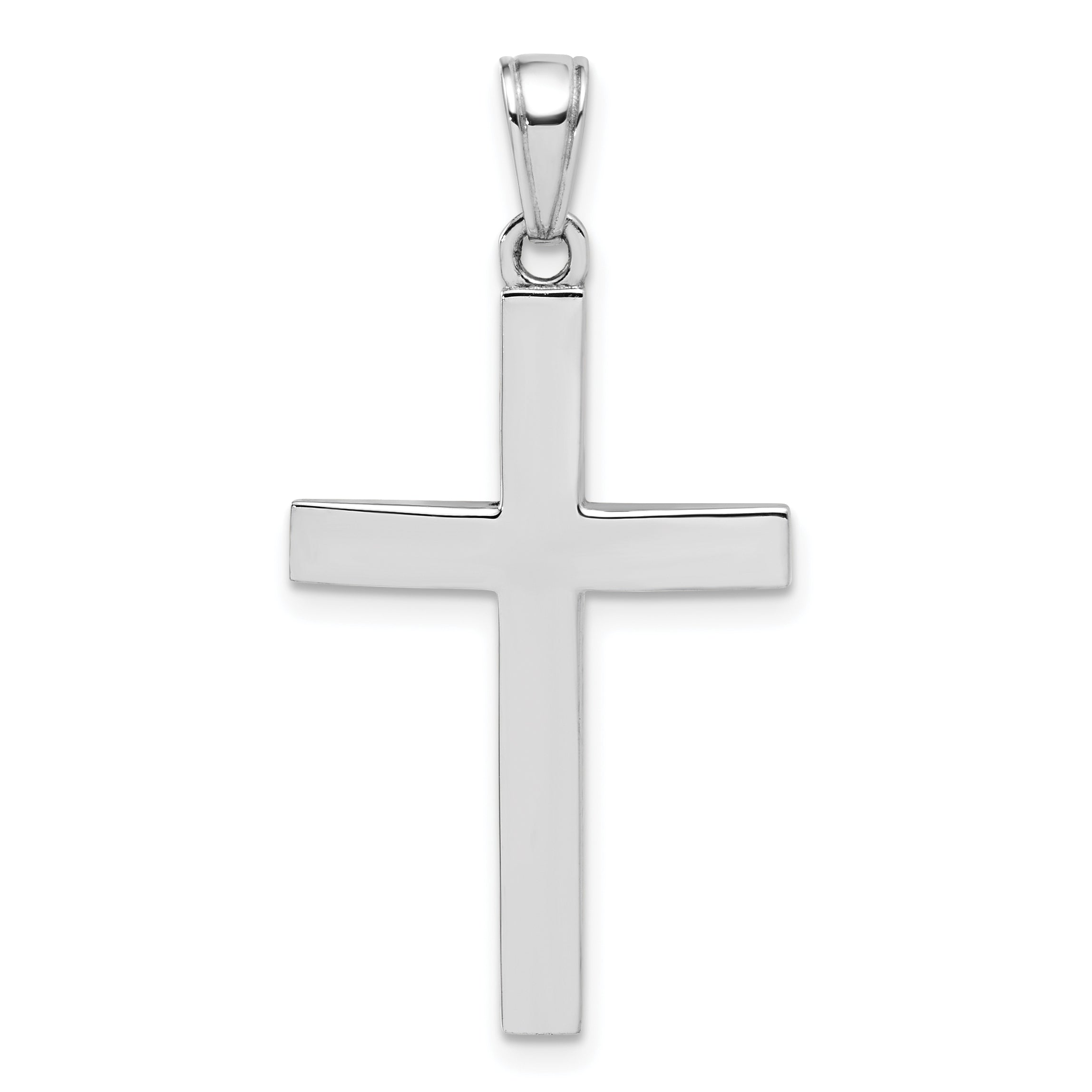 14K White Gold Polished Beveled Cross Charm Main image