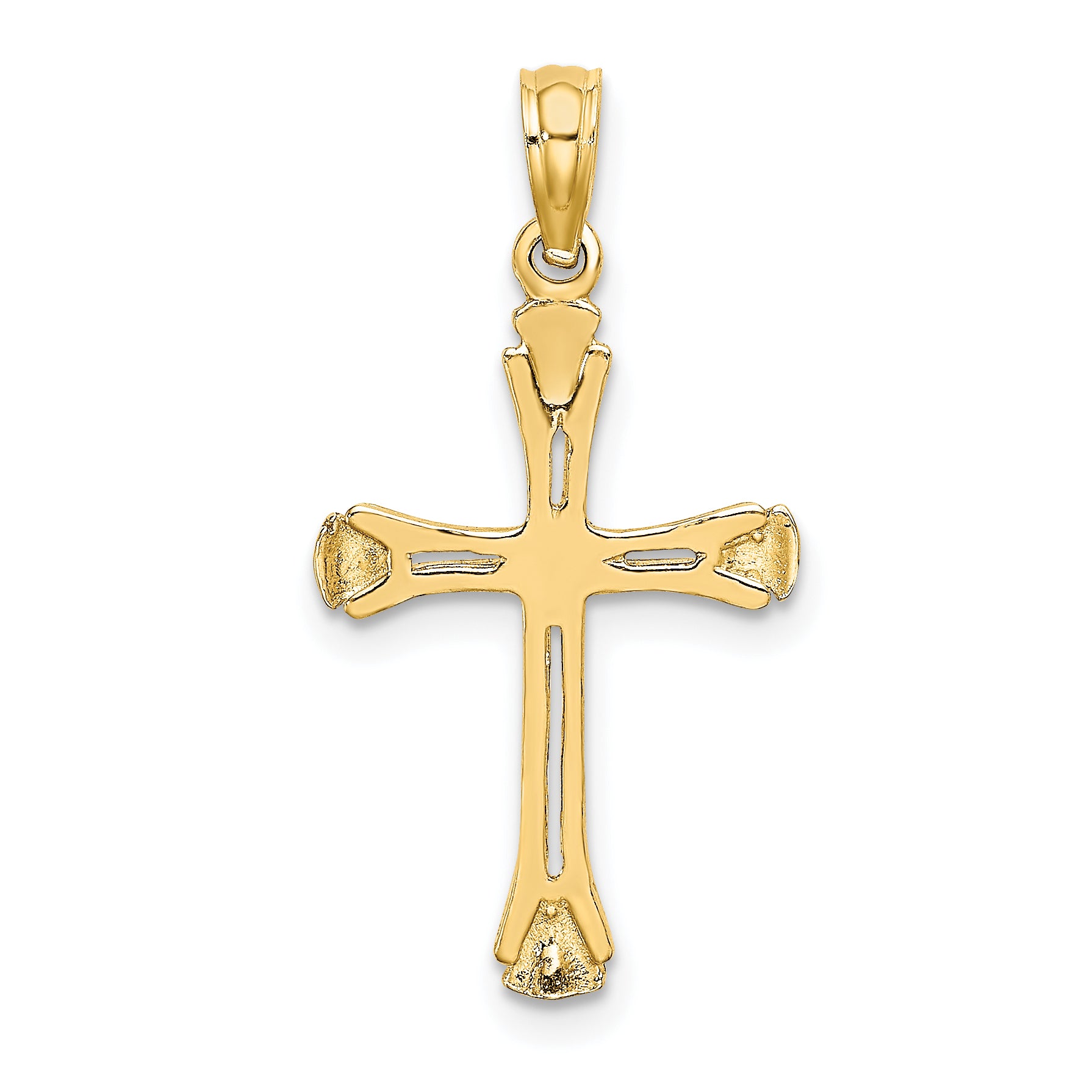 14K Polished Beveled Cut-out Cross Pendant