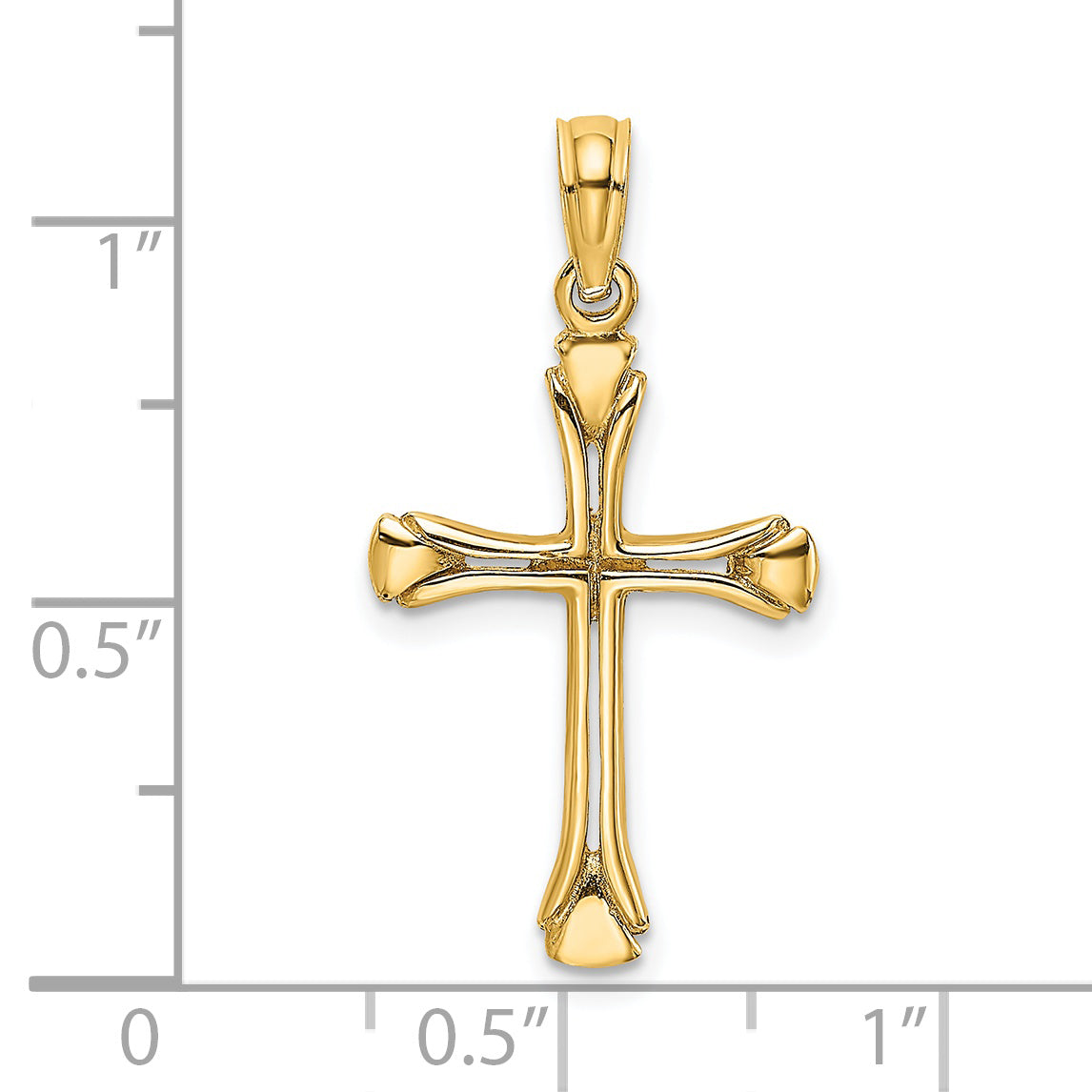 14K Polished Beveled Cut-out Cross Pendant