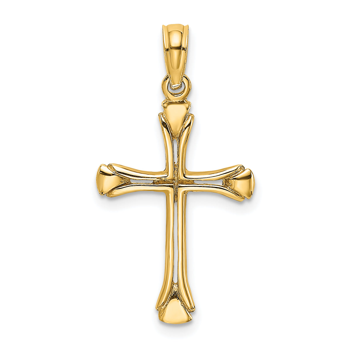 14K Polished Beveled Cut-out Cross Pendant