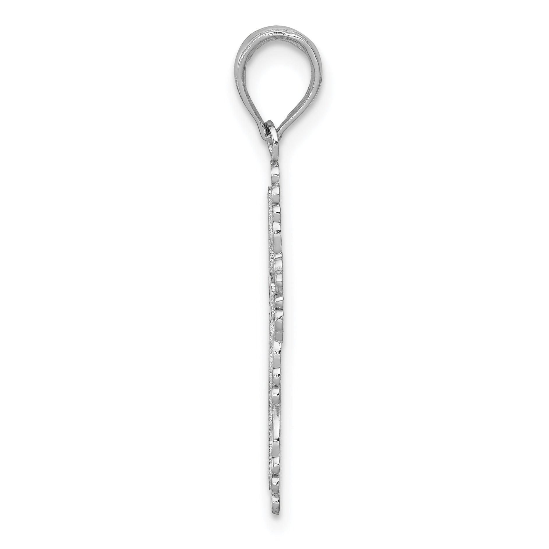 14K White Gold Textured w/ Lace Trim Cross Charm Secondary image