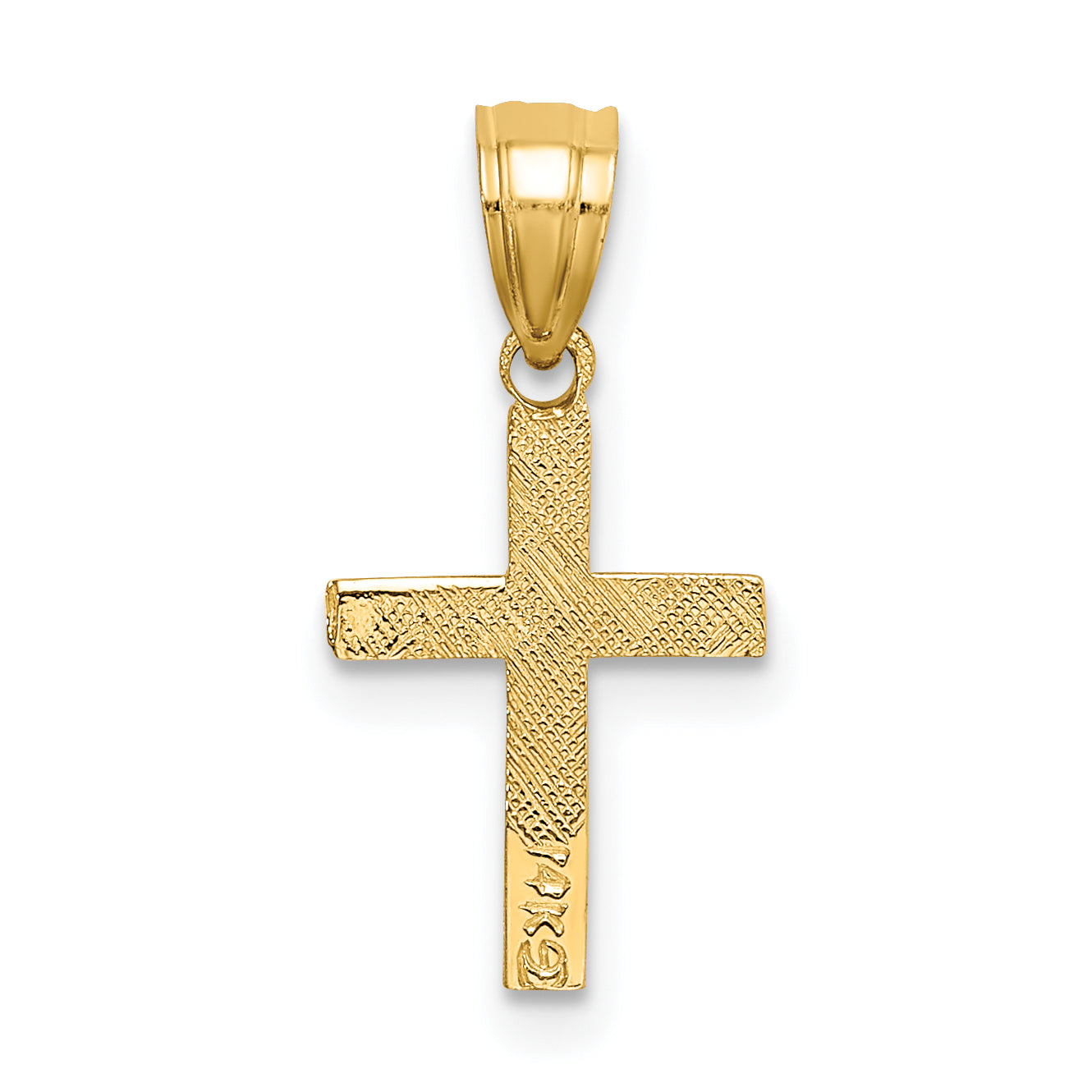 14K Polished w/ Star Pattern Mini Cross Charm