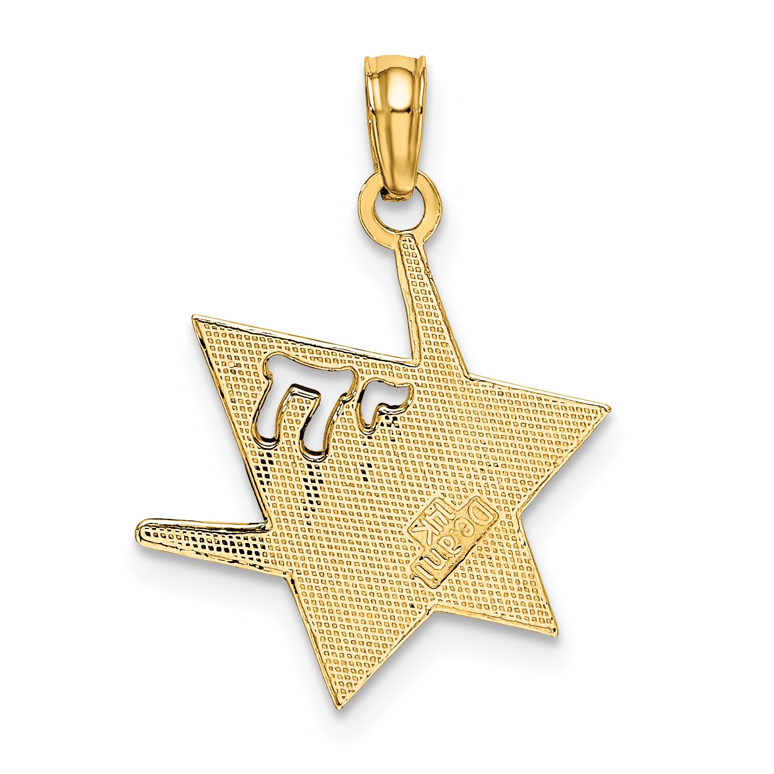 14K Polished Star Of David W/Chai Charm