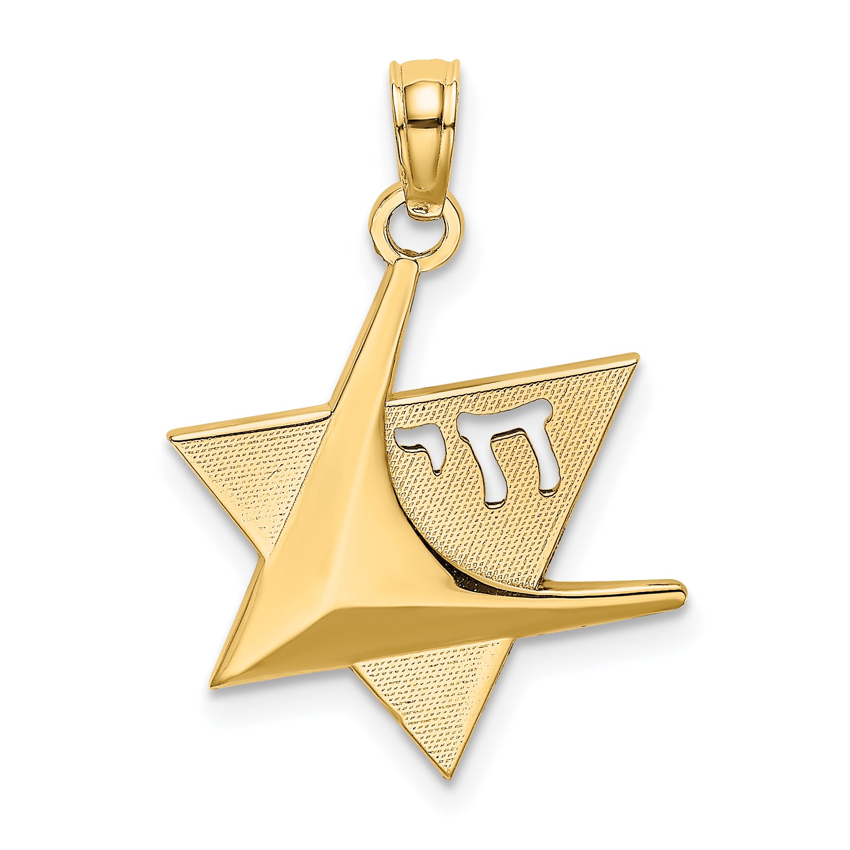 14K Polished Star Of David W/Chai Charm Main image