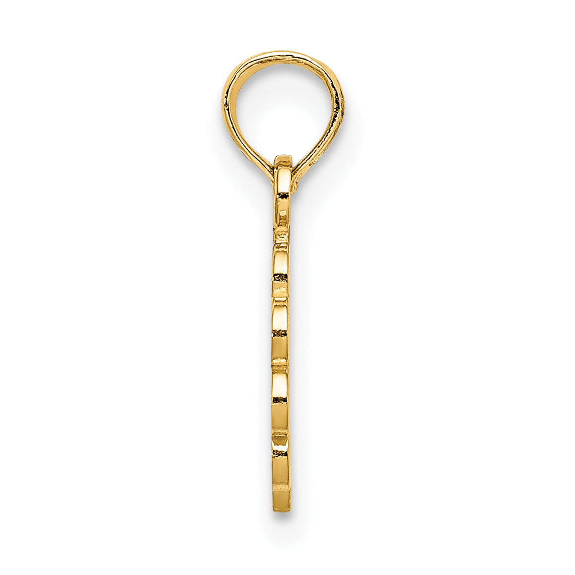 14K Praying Hands and Cross On Scalloped Round Disk Charm Secondary image