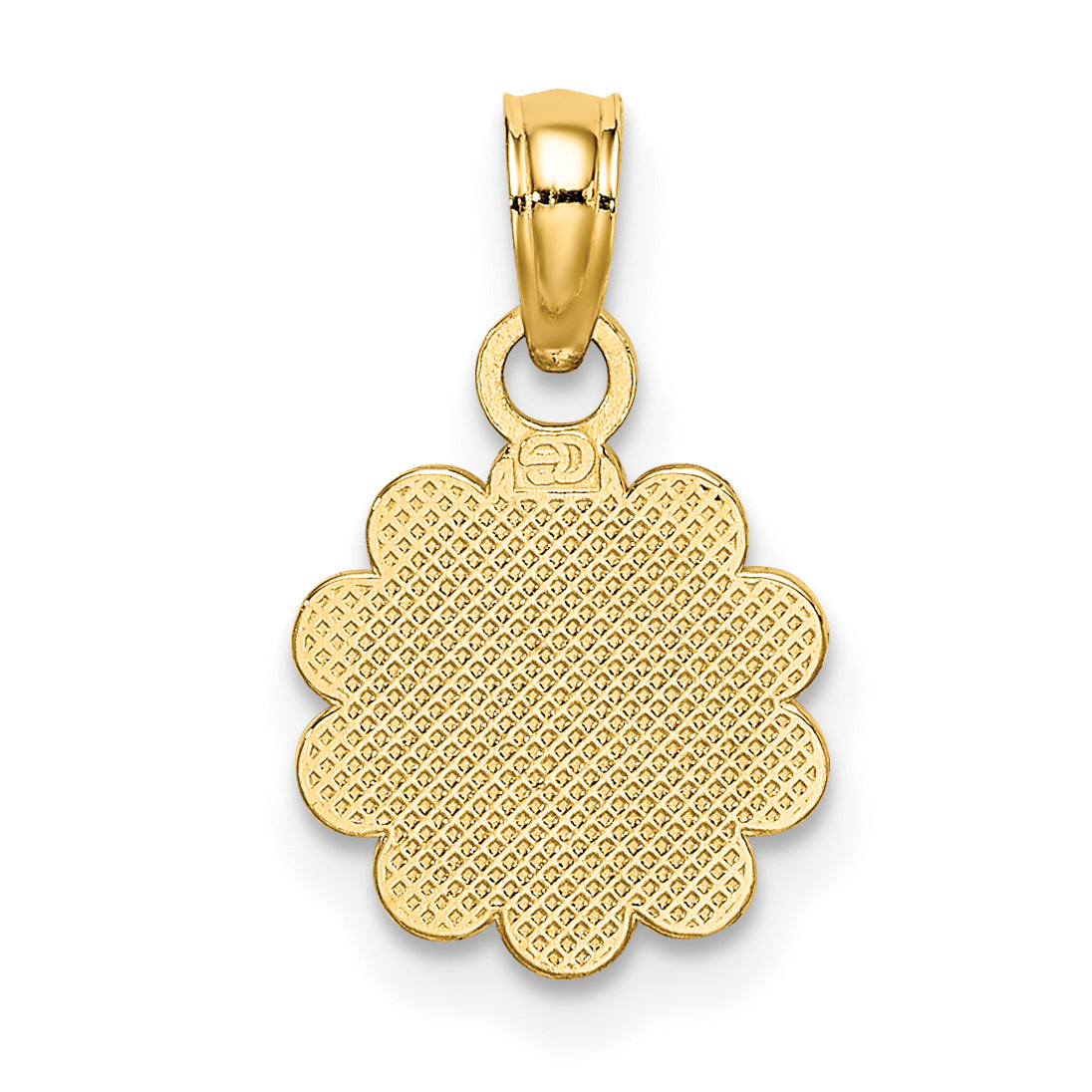 14K Praying Hands and Cross On Scalloped Round Disk Charm