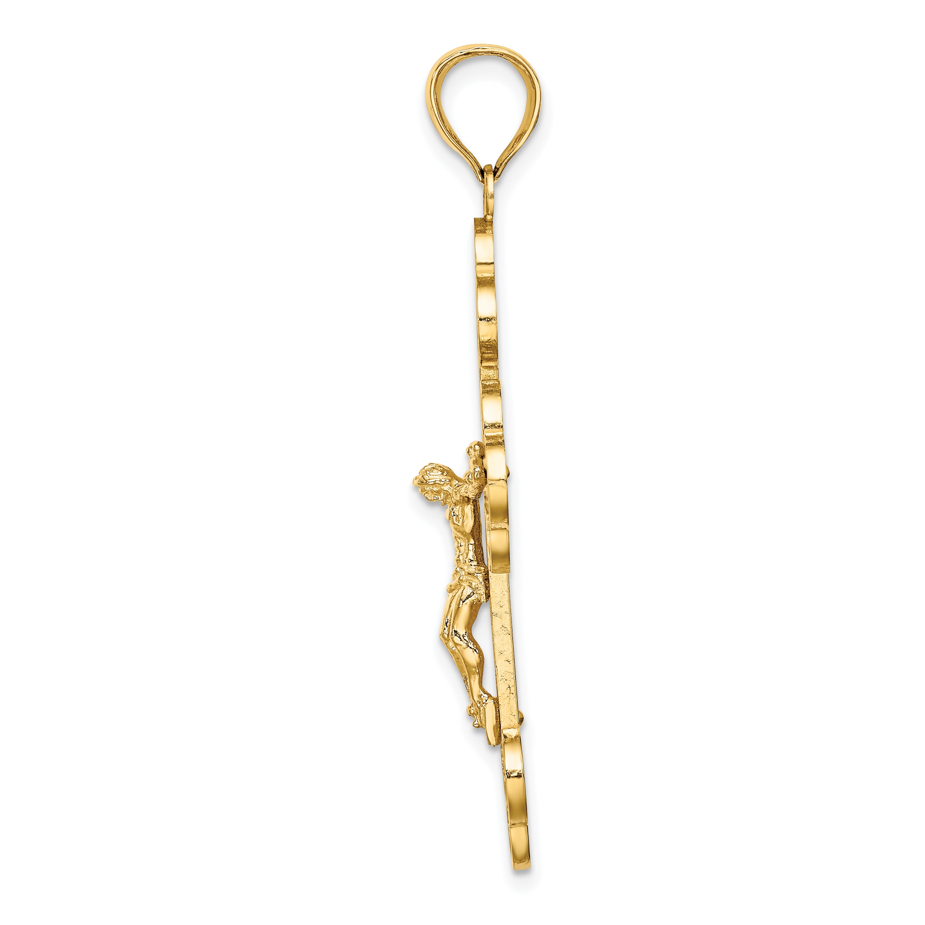 14K Crucifix W/ Budded Tips Charm