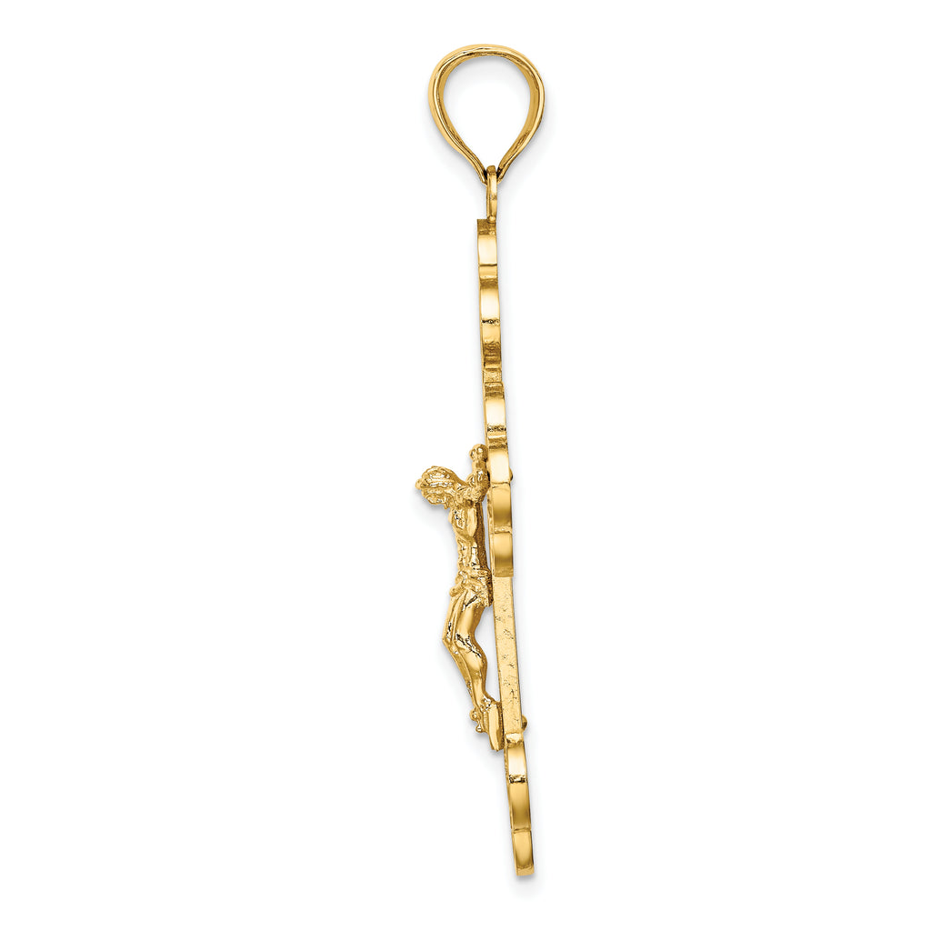 14K Crucifix W/ Budded Tips Charm