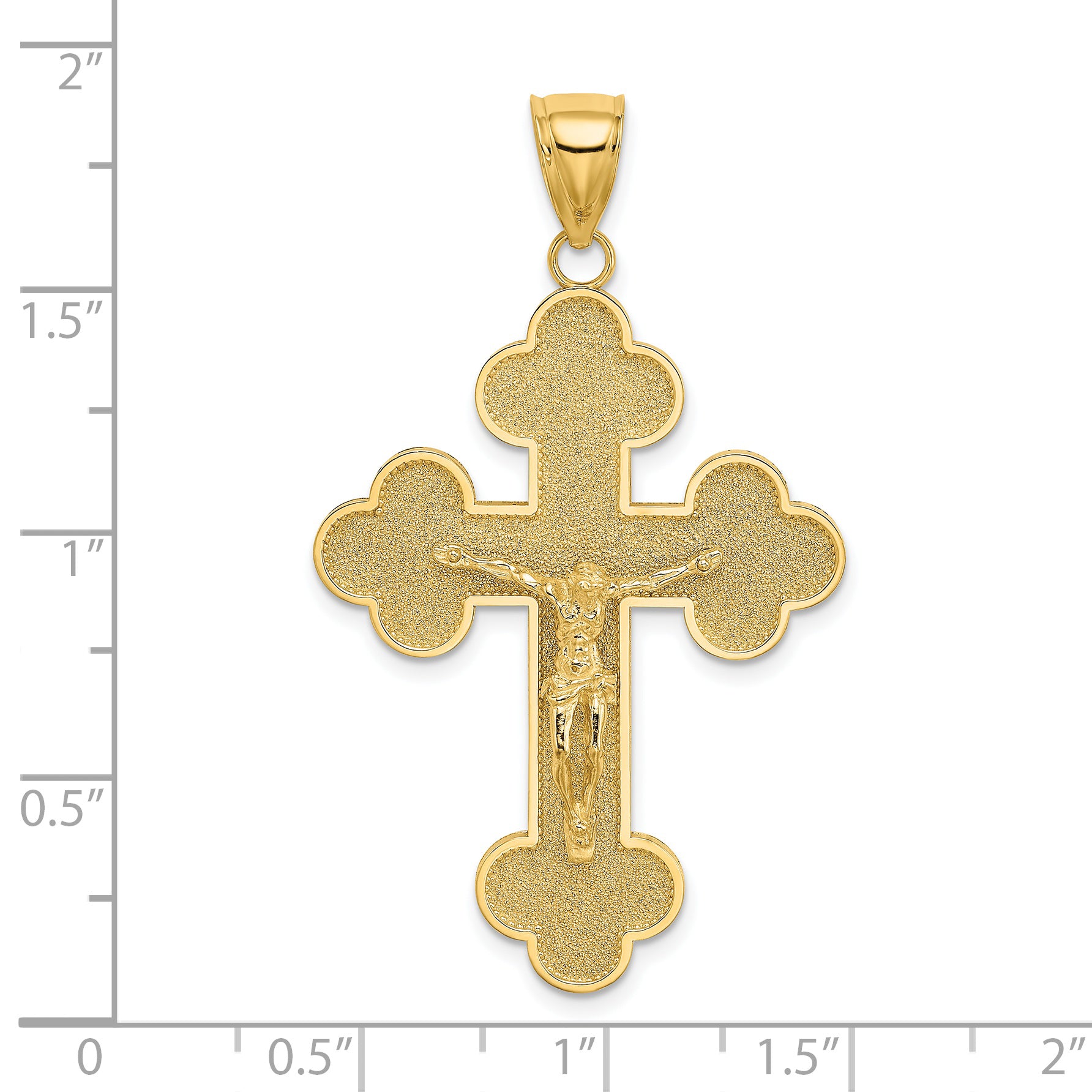 14K Crucifix W/ Budded Tips Charm