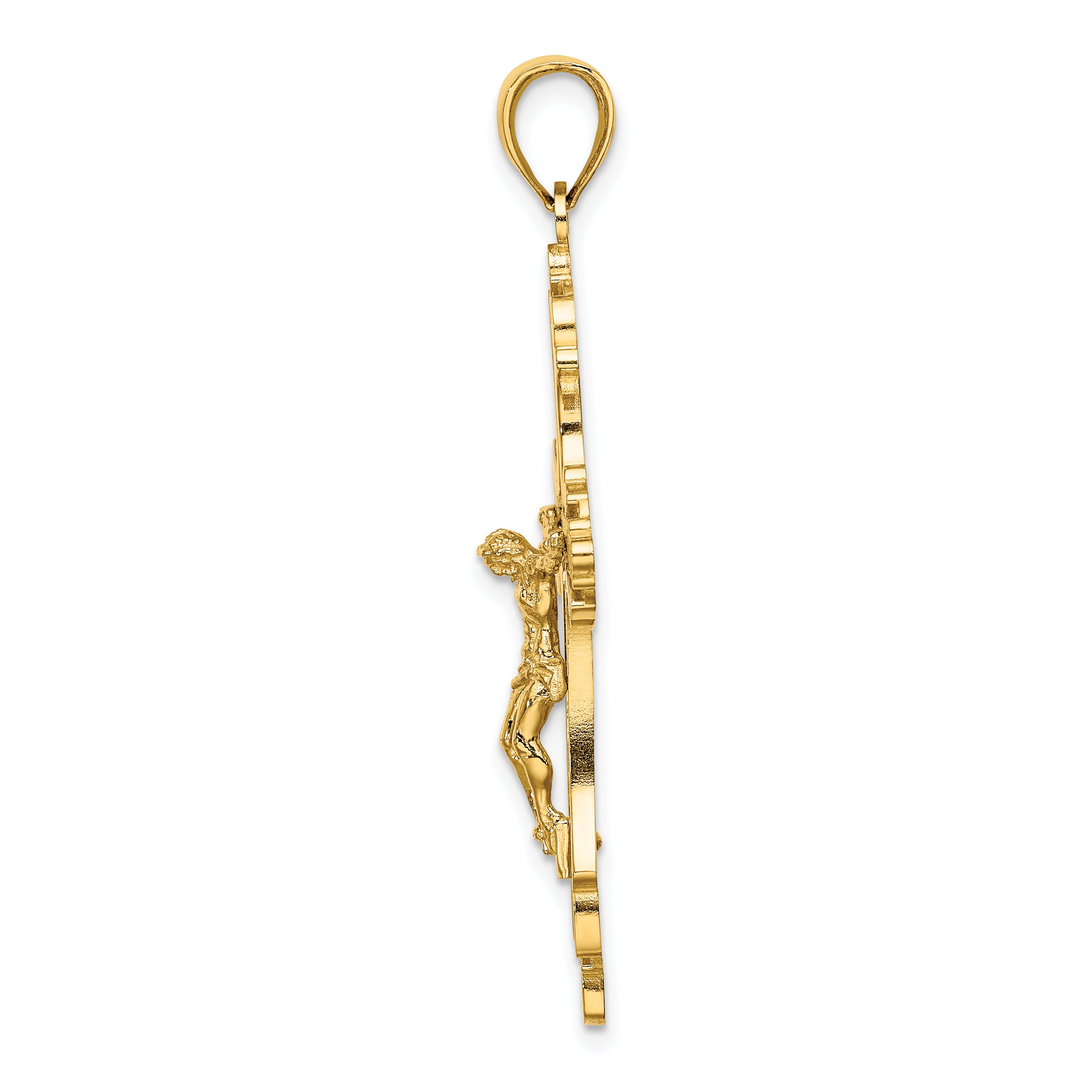 14K Textured Cut-Out Crucifix W/Budded Tips Charm Secondary image