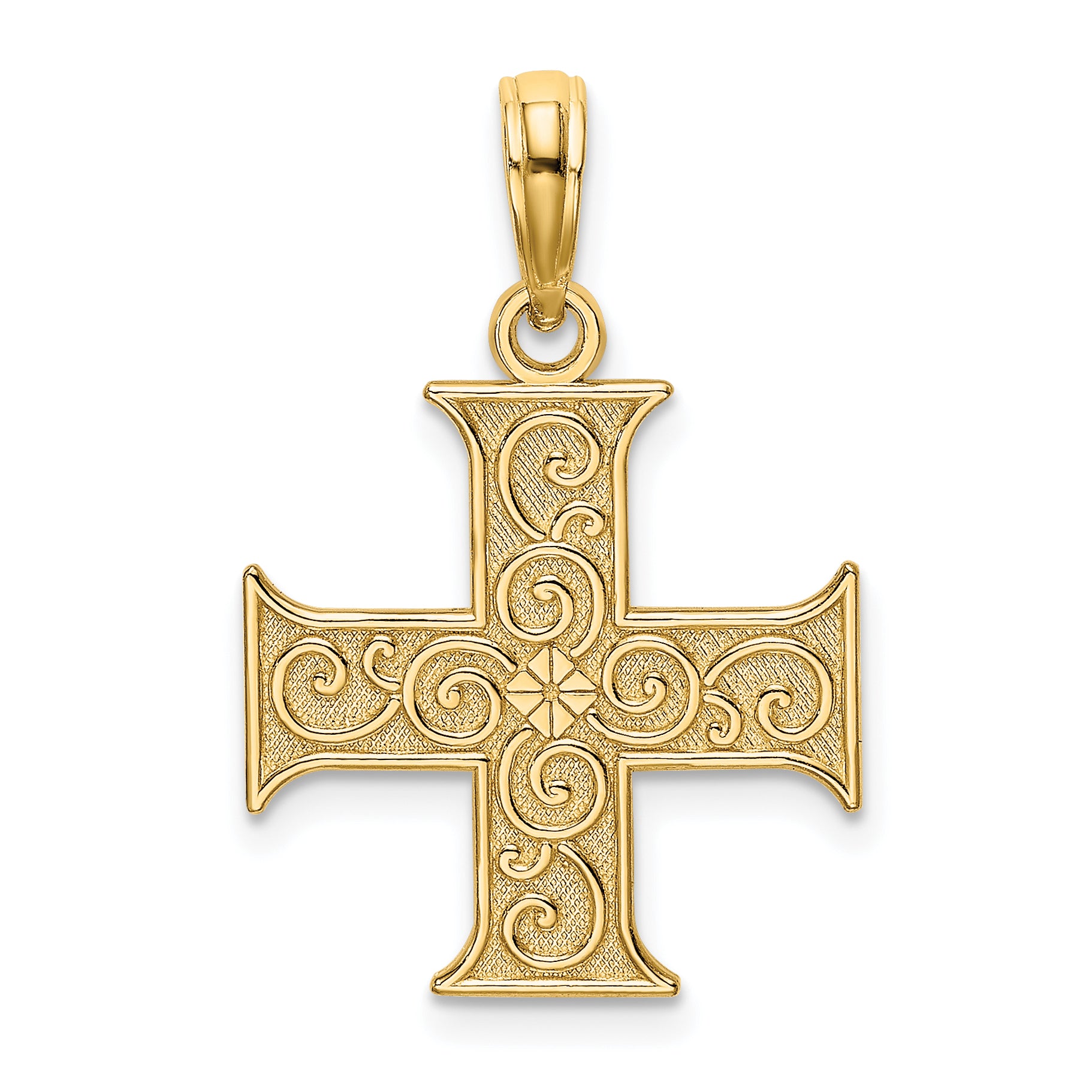 14K Greek Cross With Swirl Design Charm Main image