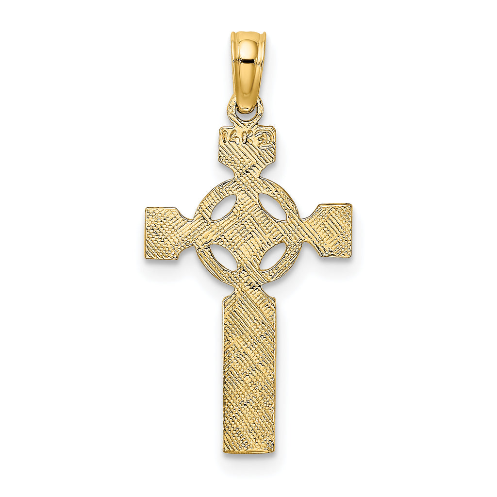 14K Engraved Celtic Cross w/ Eternity Circle Charm