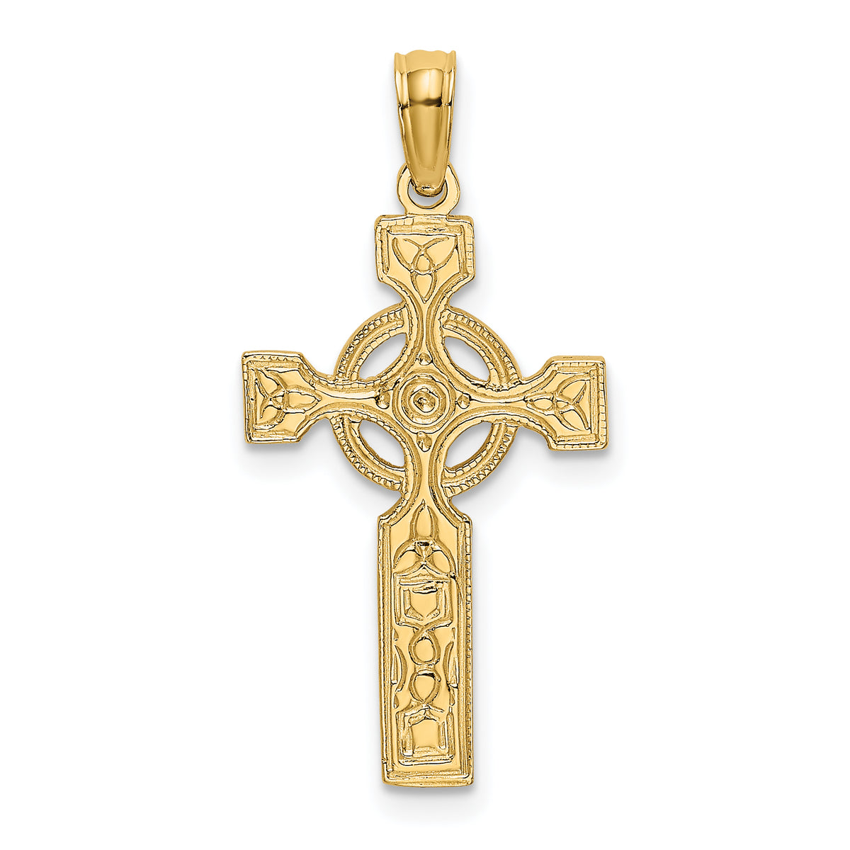 14K Engraved Celtic Cross w/ Eternity Circle Charm
