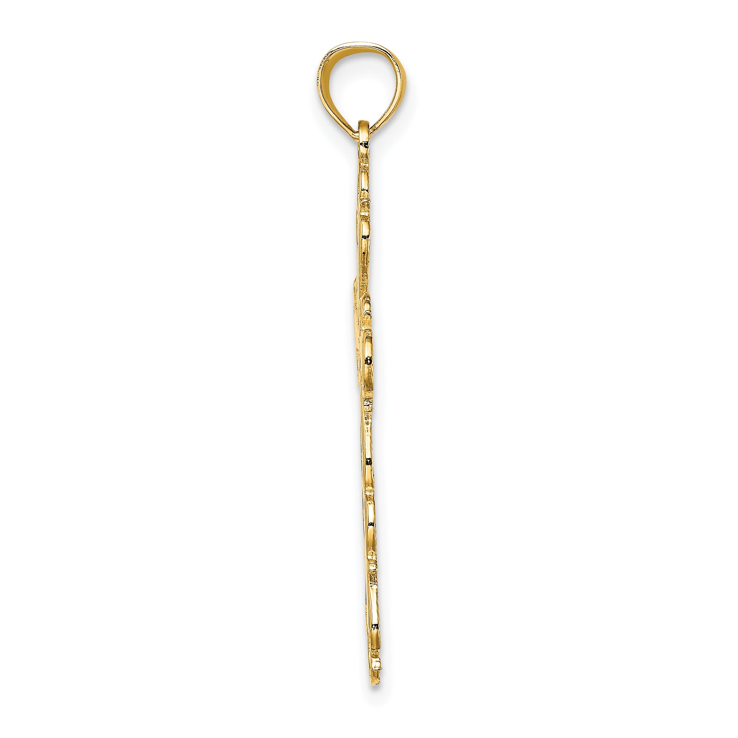 14K Polished Lace Trim Cross Charm Secondary image