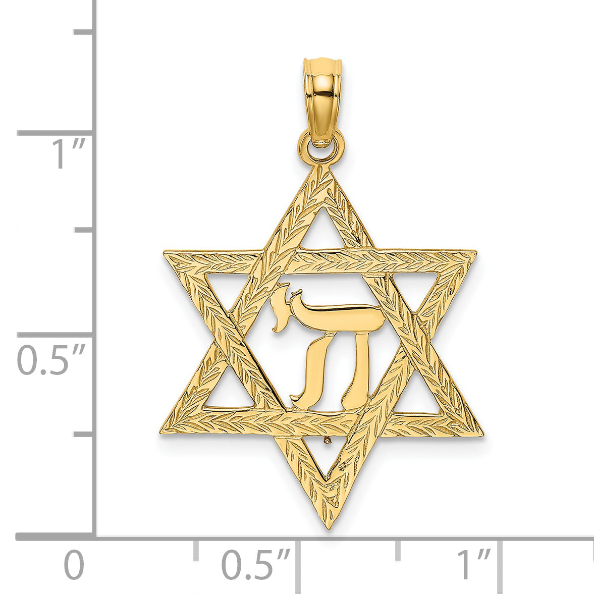 14K Star of David W/ Chi Center  Charm