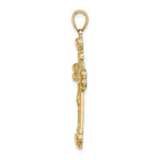 14K Crucifix W/ Sunburst Charm