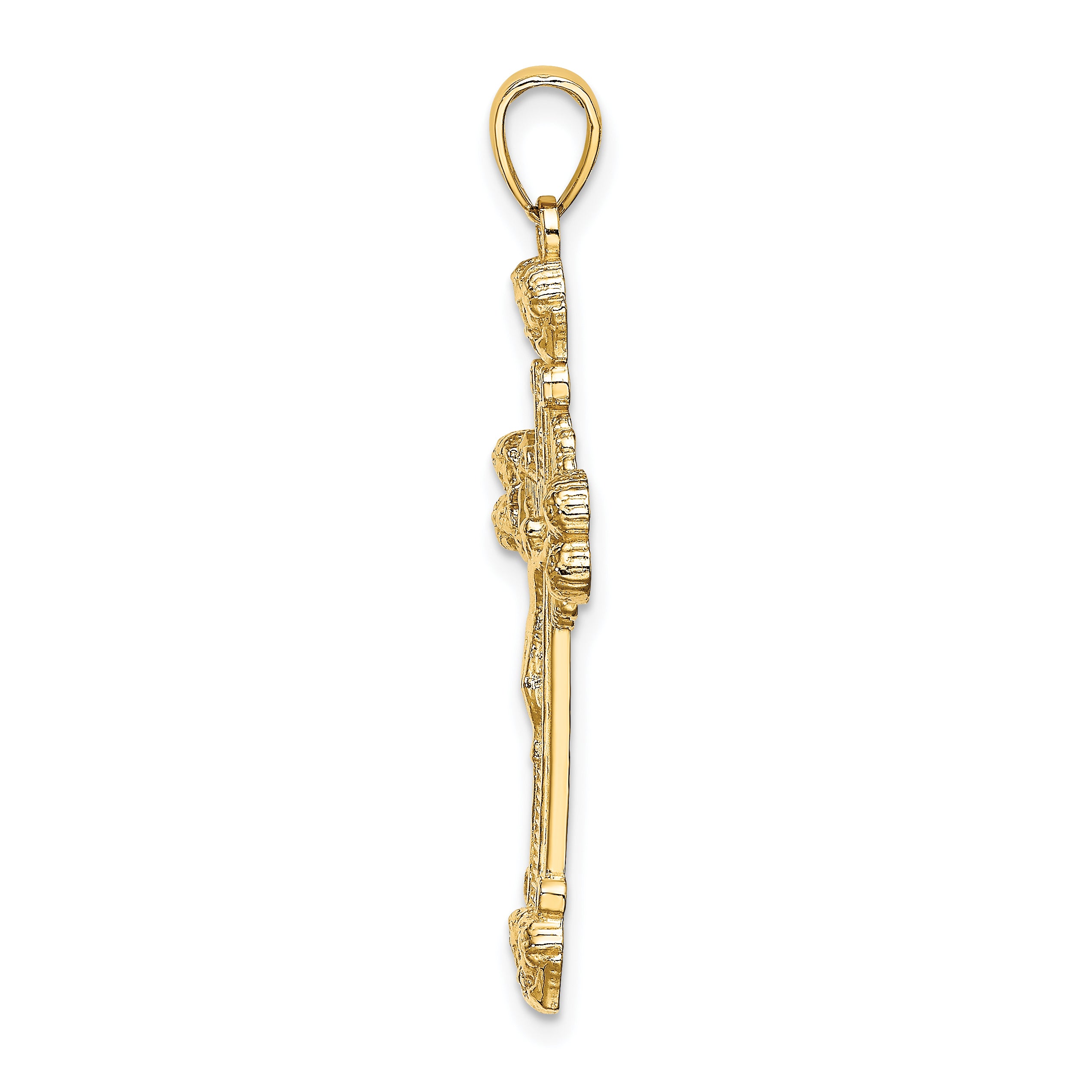 14K Crucifix W/ Sunburst Charm