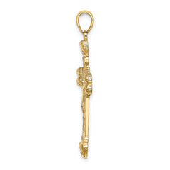 14K Crucifix W/ Sunburst Charm