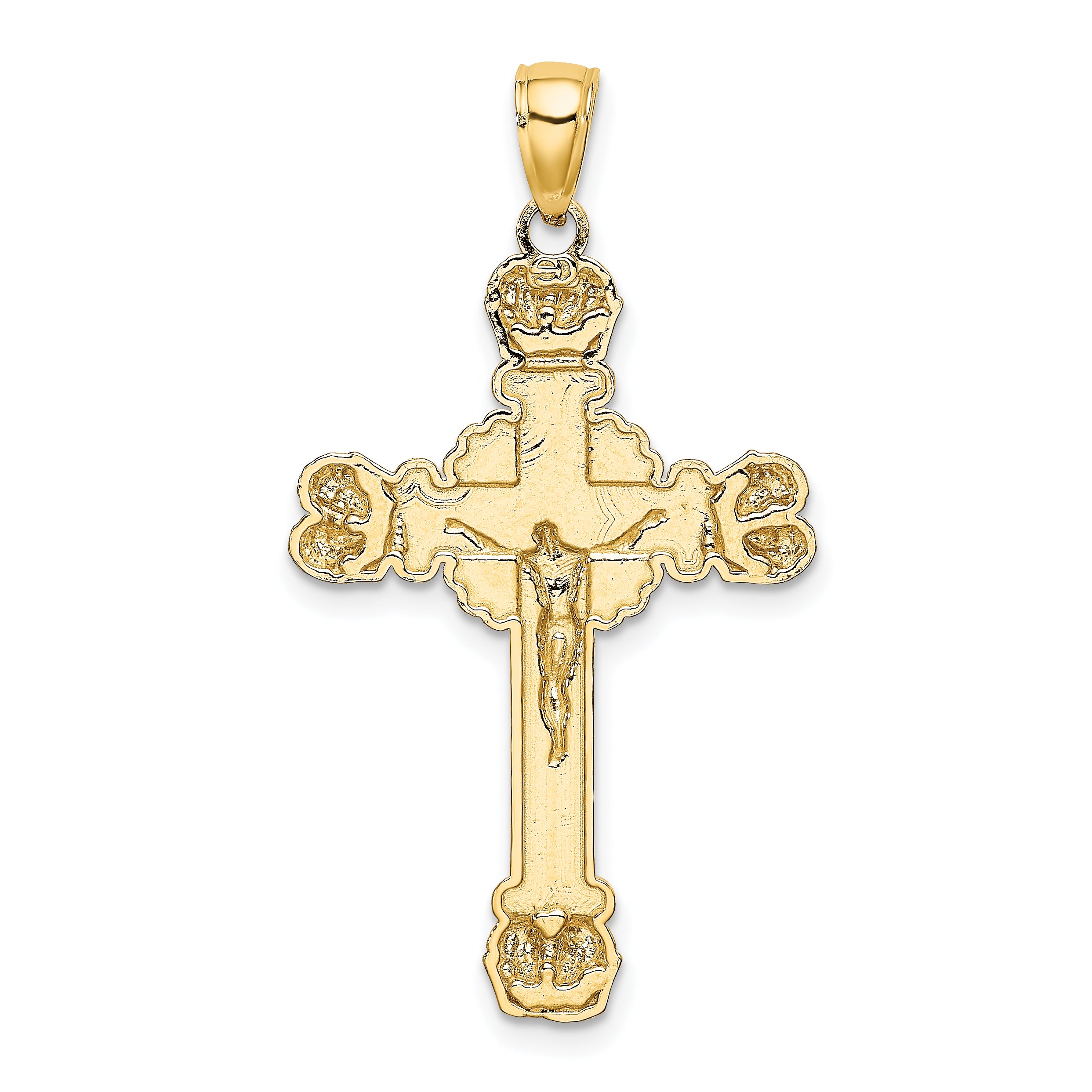 14K Crucifix W/ Sunburst Charm
