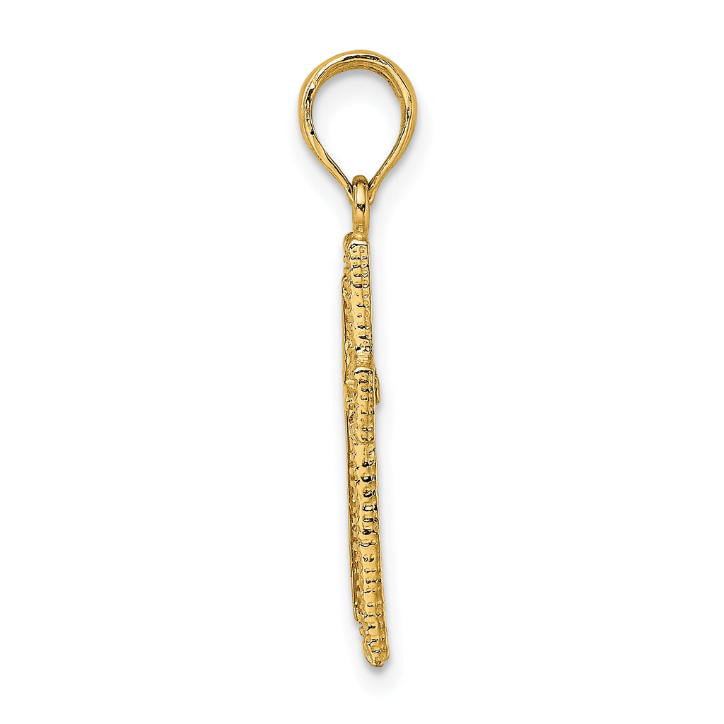 14K Cross w/ Textured Border Design Charm