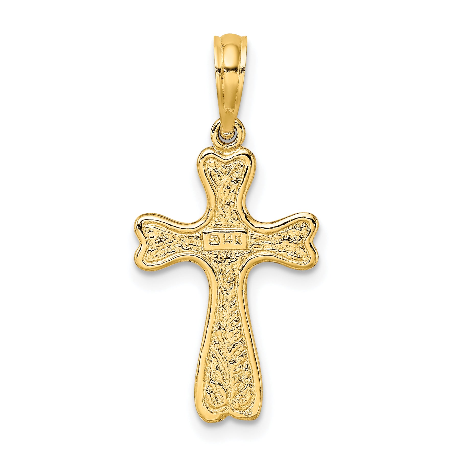 14K Cross w/ Textured Heart Edges Design Charm