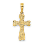 14K Cross w/ Textured Heart Edges Design Charm