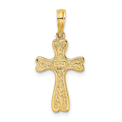14K Cross w/ Textured Heart Edges Design Charm