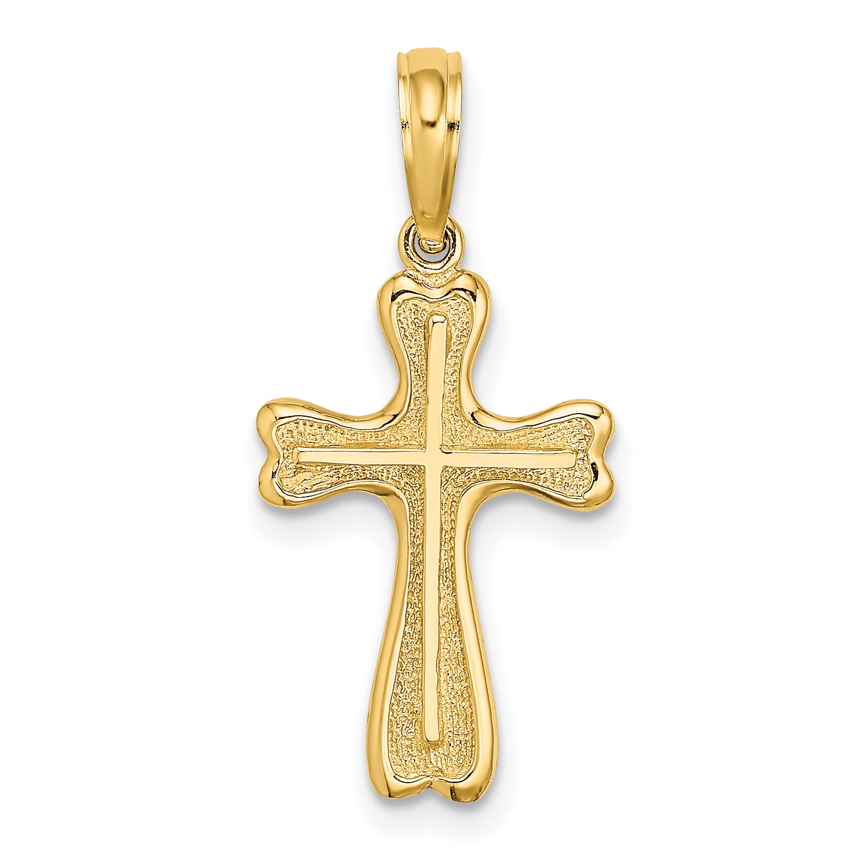 14K Cross w/ Textured Heart Edges Design Charm Main image