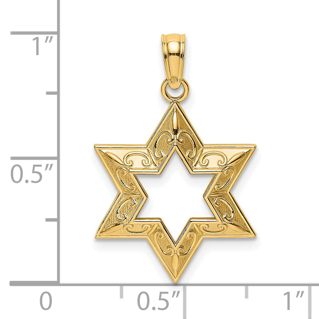 14K Textured Star Of David Charm