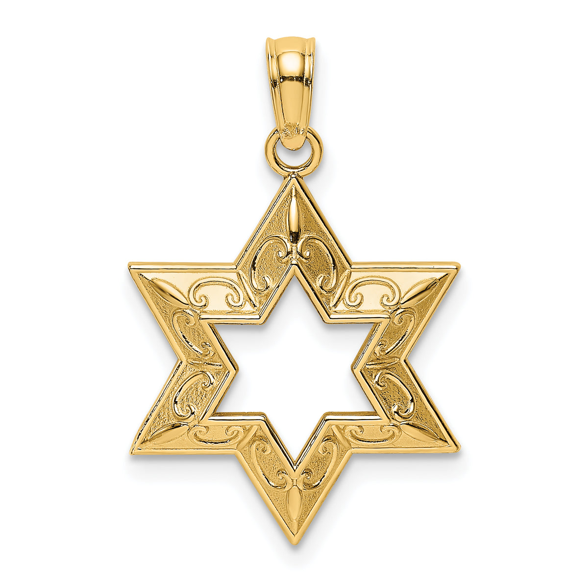 14K Textured Star Of David Charm