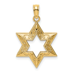 14K Textured Star Of David Charm